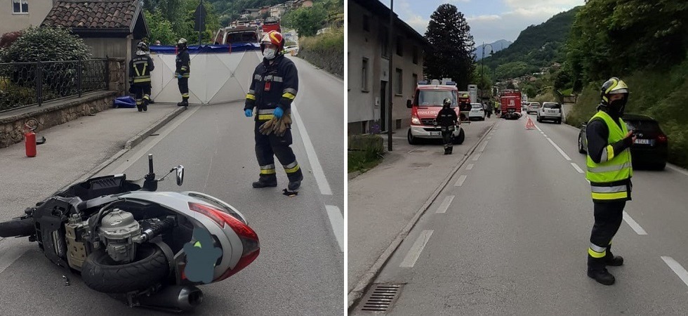 Violento scontro auto-scooter: in 62enne finisce a terra e rovina sull’asfalto